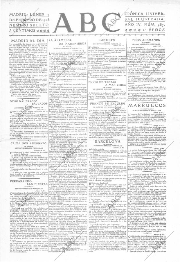 ABC MADRID 17-02-1908 página 1