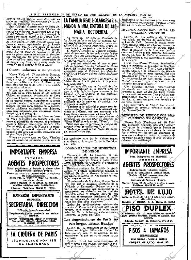 ABC MADRID 17-01-1969 página 16
