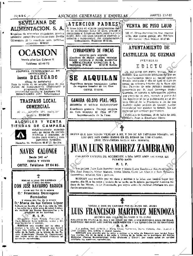 ABC SEVILLA 23-07-1985 página 70