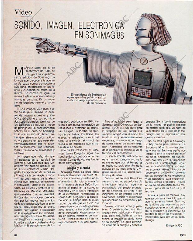 BLANCO Y NEGRO MADRID 18-09-1988 página 84